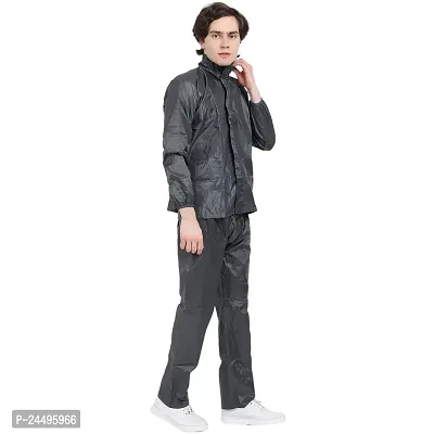 Men Grey Solid Rain Suit-thumb4