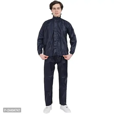 Men Blue Solid Rain Suit-thumb0