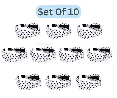 Old Shopperz Hair Accessories Korean Style Solid Fabric Polka Dot Knot Stylish Cute Plastic Hairband Set of 10-thumb1
