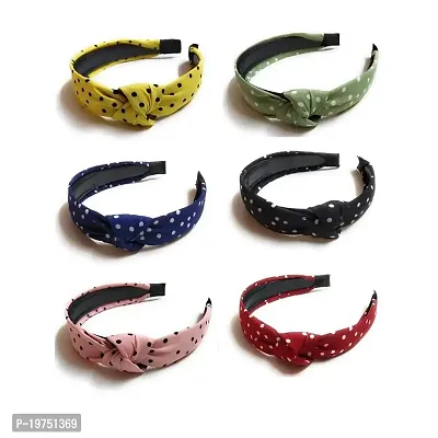 Old Shopperz Korean Style Solid Fabric Polka Dot Knot Stylish Cute Plastic Hairband for Girls and Women Stylish Hair Accessories For Baby Girls Set of 6