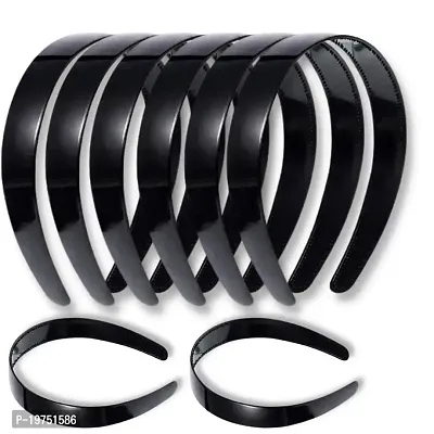 Old Shopperz Black Hair Bands for Women, Upgrade Your Hair Game with Trendy Black Hair Bands for Women: Non-Slip Comfortable Plastic Headbands Set of 10-thumb0