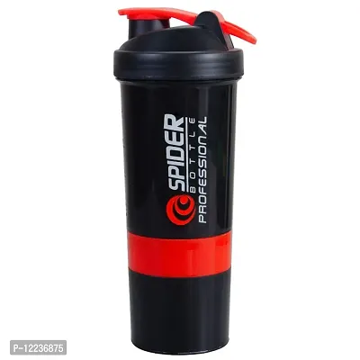 Spider Shaker Bottles For BCAA  Pre-Post Workout Supplement Protein Shake Gym Sipper Bottle For Men  Women, BPA Free Plastic With Storage Compartment -600ml, Red-thumb2