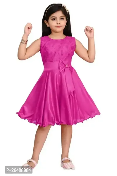 Stylish Pink Cotton Blend Embroidered Frocks For Girls-thumb0