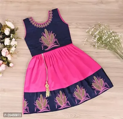 Stylish Pink Satin Embroidered Frocks For Girls