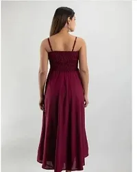 Stylish Maroon Crepe Solid Fit And Flare Dress For Women-thumb1