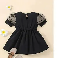 Fabulous Black Cotton Blend Solid Frock For Girls-thumb1