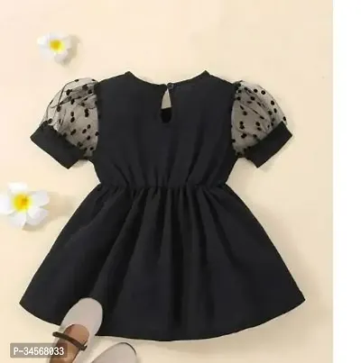 Fabulous Black Cotton Blend Solid Frock For Girls-thumb2