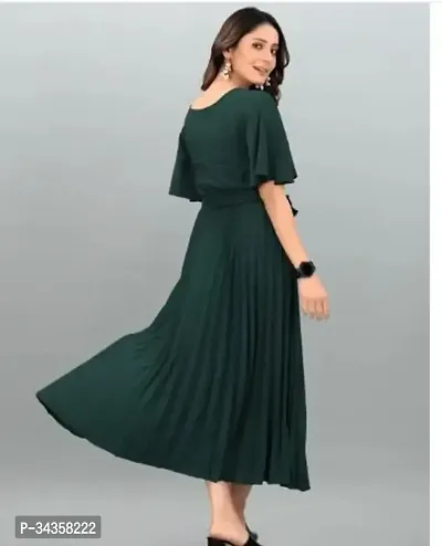 Stylish Crepe Solid A-Line Dress For Women-thumb2