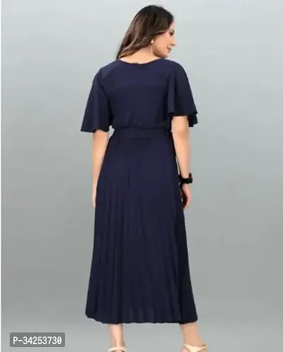 StylishBlue Crepe Dresse For Women-thumb2