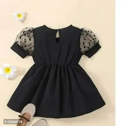 Fabulous Black Cotton Blend Solid Frock For Girls-thumb2