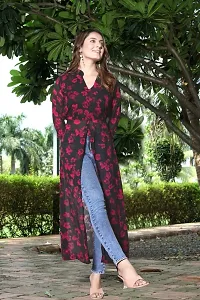 Stylish Black Gorgeous Printed High Slit Kurta For Women-thumb3