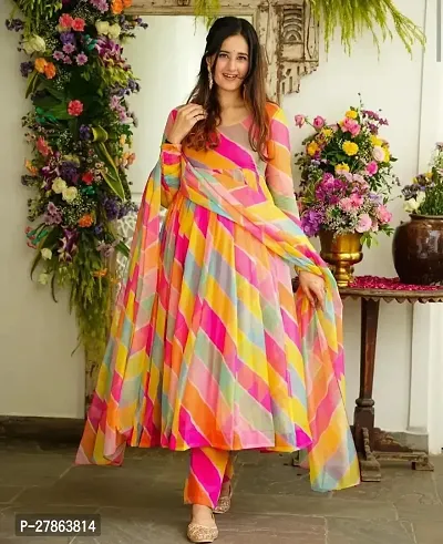 Beautiful Trendy and Georgette Printed Gown with Dupatta-thumb0