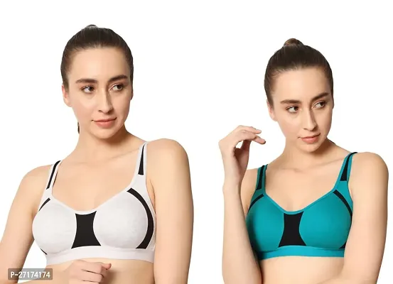 Stylish Multicoloured Cotton Solid Bra For Women Pack Of 2