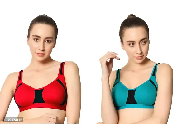 Stylish Multicoloured Cotton Solid Bra For Women Pack Of 2