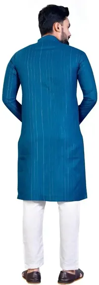 Simran Creation Men Solid Straight Kurta Blue-thumb1