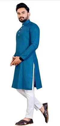 Simran Creation Men Solid Straight Kurta Blue-thumb2