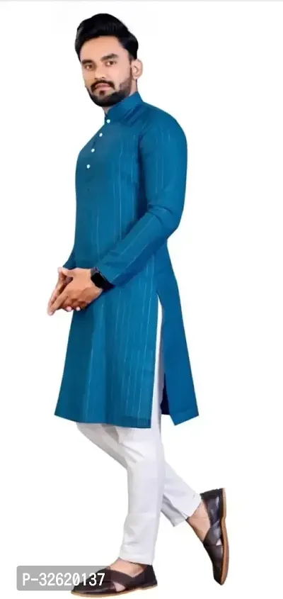 Simran Creation Men Solid Straight Kurta Blue-thumb3