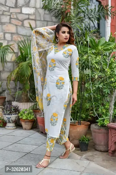 Women Kurti Pant Attached Dupatta Set-thumb4