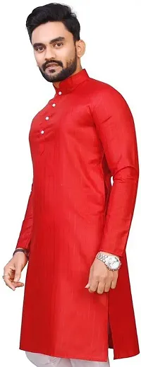 tejvin Men Solid Straight Kurta Red-thumb1