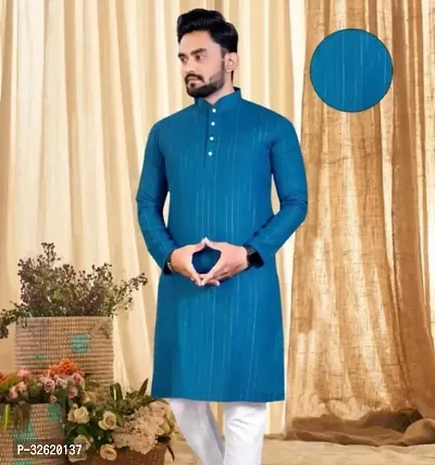 Simran Creation Men Solid Straight Kurta Blue-thumb0