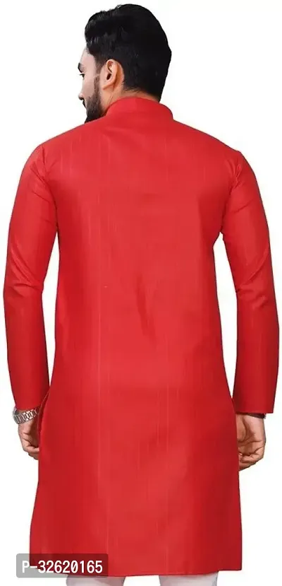 tejvin Men Solid Straight Kurta Red-thumb3