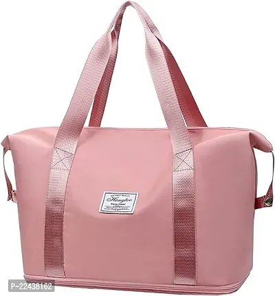 High-Capacity Double-Layer Wet Separation Travelling Bag, Large Capacity Folding Travel Bag, Foldable Travel Duffel Bag, Travel Lightweight Waterproof Carry Luggage Bag Pink-thumb0