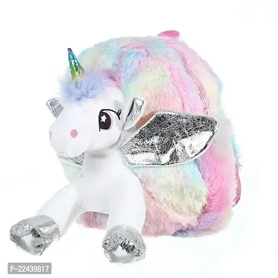 Unicorn Bags For Girls- Unicorn Bag with Soft Fur Finish , Picnic Bags for Girls , School Bags for girls , Ideal for Gifts and Return Gifts (Multicolour)-thumb0