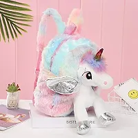 Unicorn Bags For Girls- Unicorn Bag with Soft Fur Finish , Picnic Bags for Girls , School Bags for girls , Ideal for Gifts and Return Gifts (Multicolour)-thumb1