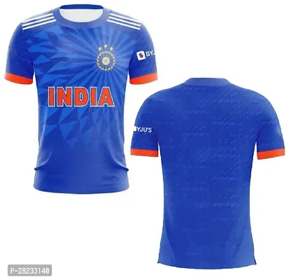 Stylish Blue Polycotton India T20 Cricket Team New World Cup Jersey T-Shirt For Men-thumb0