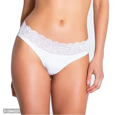 Stylish White Lace Solid Panty For Women-thumb0