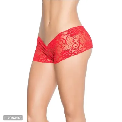 Stylish Red Lace Solid Panty For Women