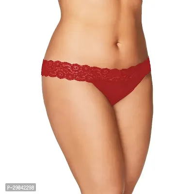 Stylish Red Lace Solid Panty For Women-thumb0