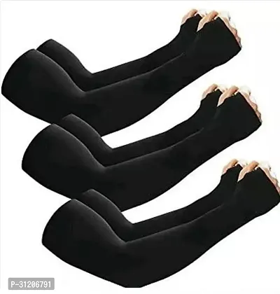 Pack of 3 Arm Sleeves with Thumb Hole - Black Color