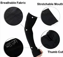 Pack of 3 Arm Sleeves with Thumb Hole - Black Color-thumb3