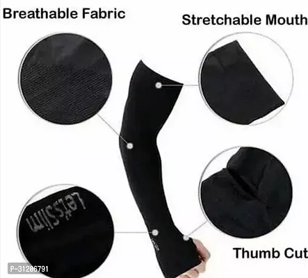 Pack of 3 Arm Sleeves with Thumb Hole - Black Color-thumb4