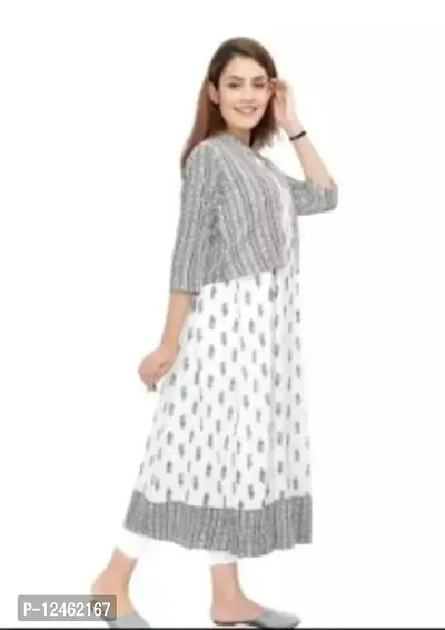 Women Cotton Printed Straight Kurta-thumb0