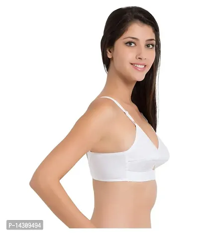 In Beauty Women?s Center Elastic Cotton Non Padded Full Coverage Seamed t Shirt White-thumb3