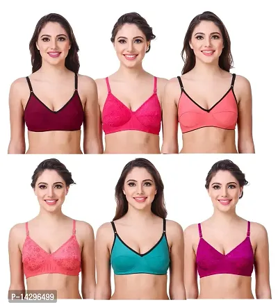 In Beauty Premium Cotton Fabric Bras Pack of six