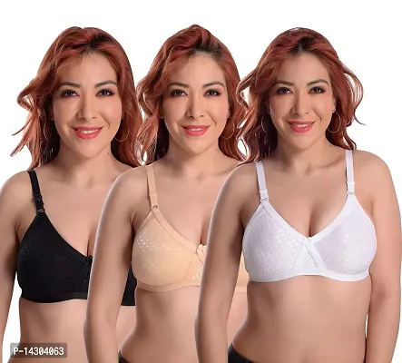 Buy In Beauty Seamless Cotton Blend Non-Padded Non-Wired Full Coverage Bra  for Women Pack of 3 Online In India At Discounted Prices