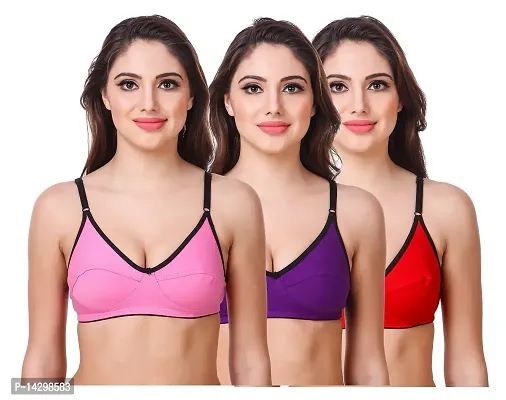 In Beauty Sexy Cotton Fabric Bras Pack of Three