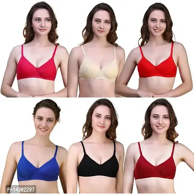 In Beauty Girls and Women's Non Padded Color Blocking Bra Pack of 6 Size 30 to 40-thumb0