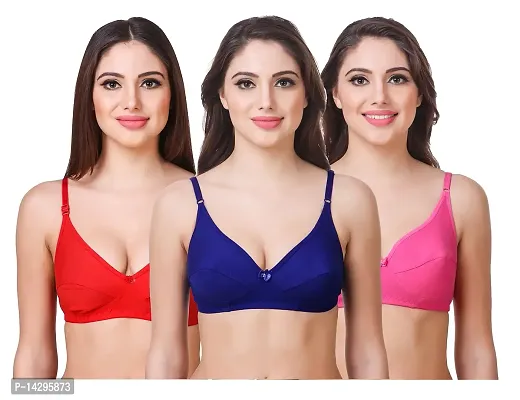 In Beauty Softskin Plus-Size Cotton Full Coverage Bra (Pack of 3)-thumb0
