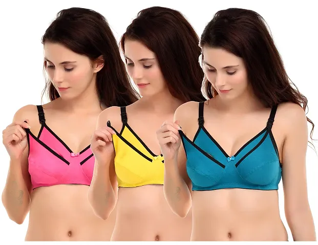 NIZARAM Breastfeeding/Maternity/Nursing Bras for Women's Combo Pack of 3