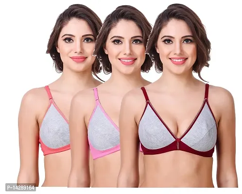 In Beauty Full Coverage Non Padded Non Wired Bra (Combo of 3)