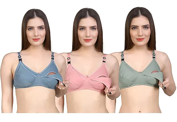 In Beauty Maternity/Nursing Bras Non-Wired, Non-Padded - Pack of 3
