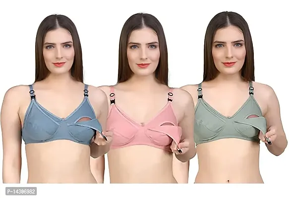 In Beauty Maternity/Nursing Bras Non-Wired, Non-Padded - Pack of 3-thumb0
