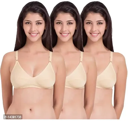 In Beauty Women's Premium Pure Cotton Non Padded Bra Pack of 3