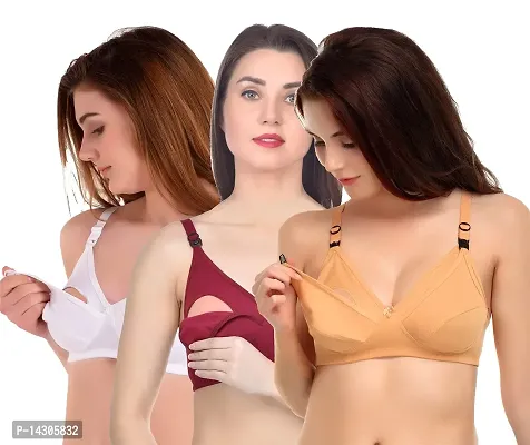 In Beauty Women's Non Padded Mother/Maternity/Nursing Bra (Pack of 3) (Size 30 to 44)