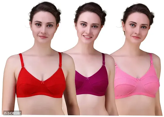 Buy In Beauty Cotton Premium Bra Pack of 3 (Color Multicolor