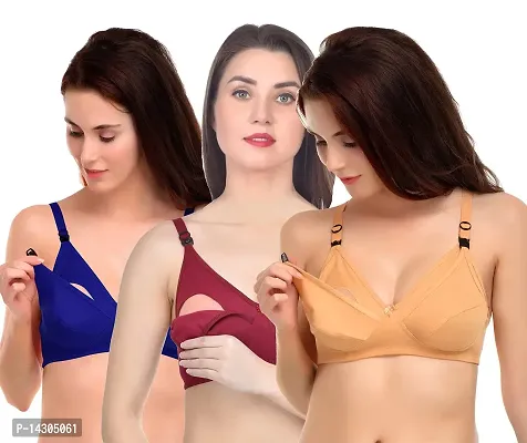 In Beauty Women's Non Padded Mother/Maternity/Nursing Bra (Pack of 3) (Size 30 to 44)